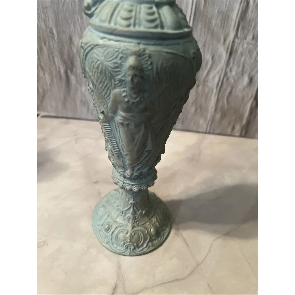 VTG Italian Ornate Ewer Vase – Rococo Revival Cast Metal with Verdigris‎ Finish